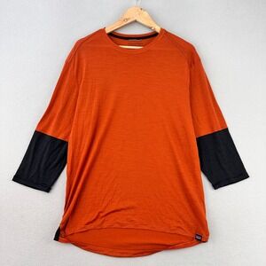 Patagonia Merino Bike Jersey Mens Large Burnt Orange 3/4 Sleeve Lightweight Tee